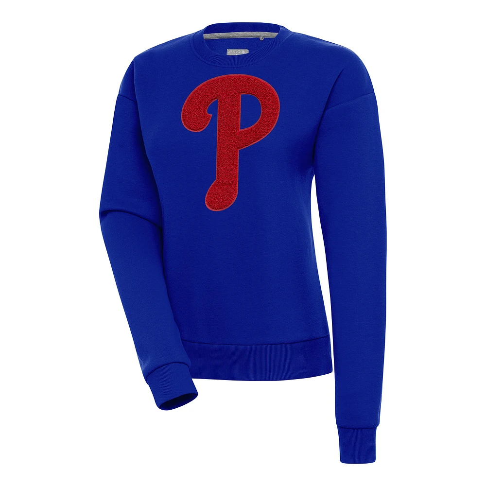 Women's Antigua Royal Philadelphia Phillies Victory Chenille Pullover Sweatshirt