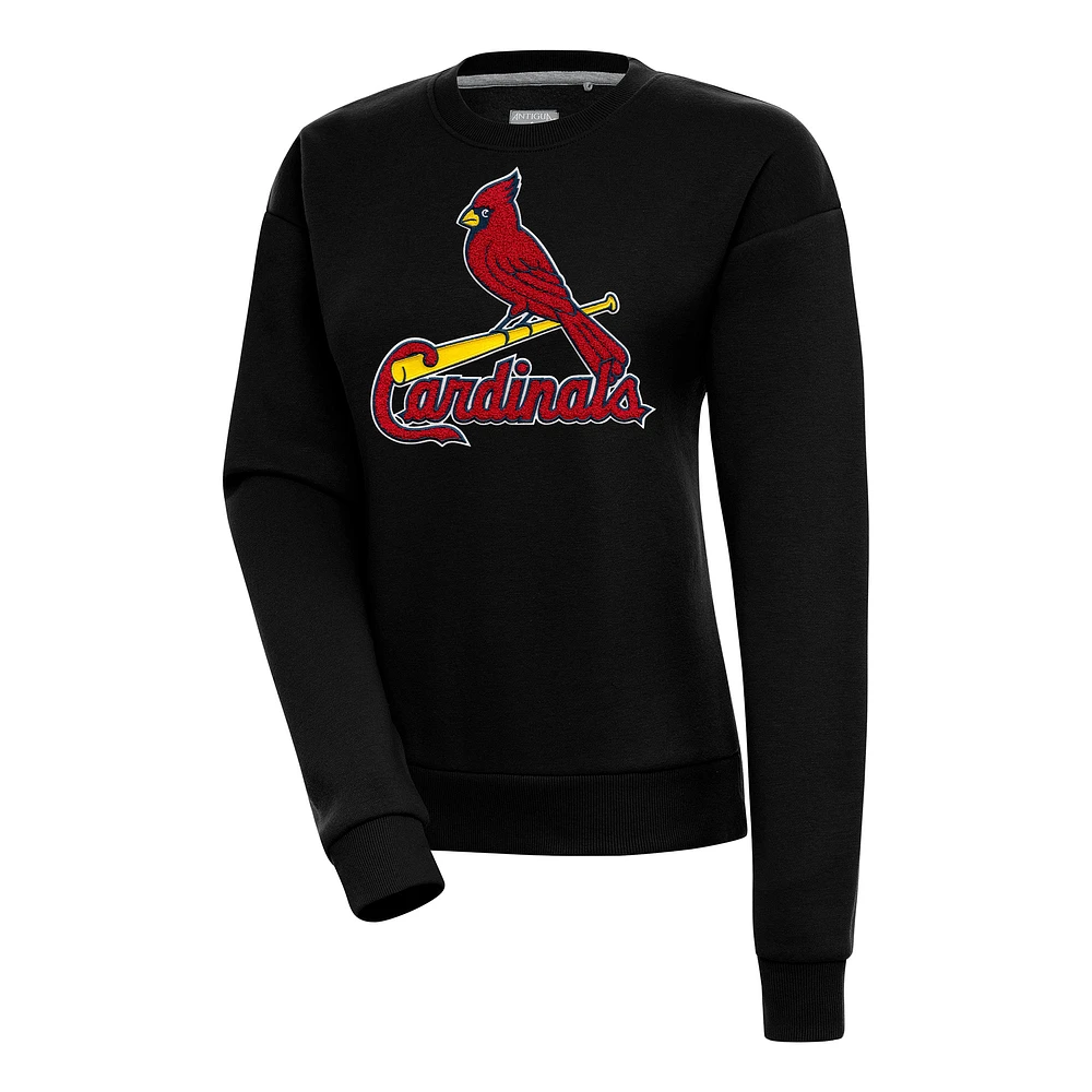 Women's Antigua Black St. Louis Cardinals Victory Chenille Pullover Sweatshirt