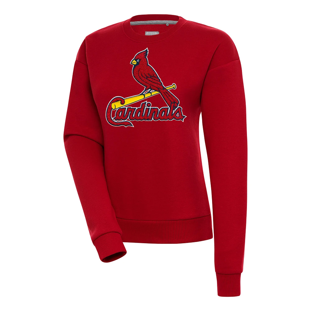 Women's Antigua Red St. Louis Cardinals Victory Chenille Pullover Sweatshirt