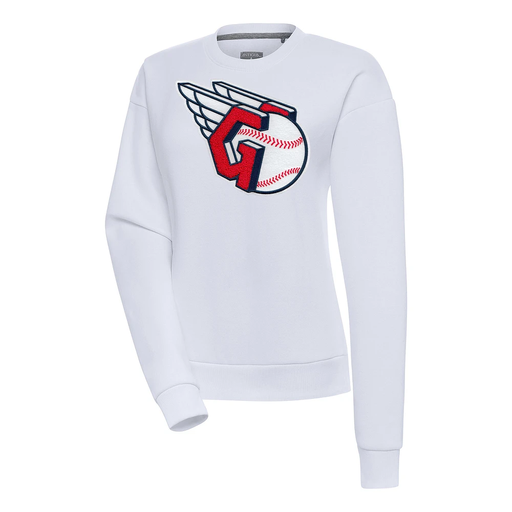 Women's Antigua Cleveland Guardians Victory Chenille Pullover Sweatshirt