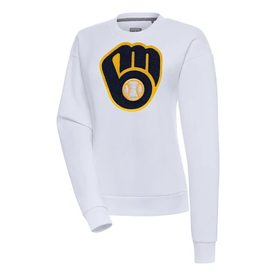 Women's Antigua Milwaukee Brewers Victory Chenille Pullover Sweatshirt