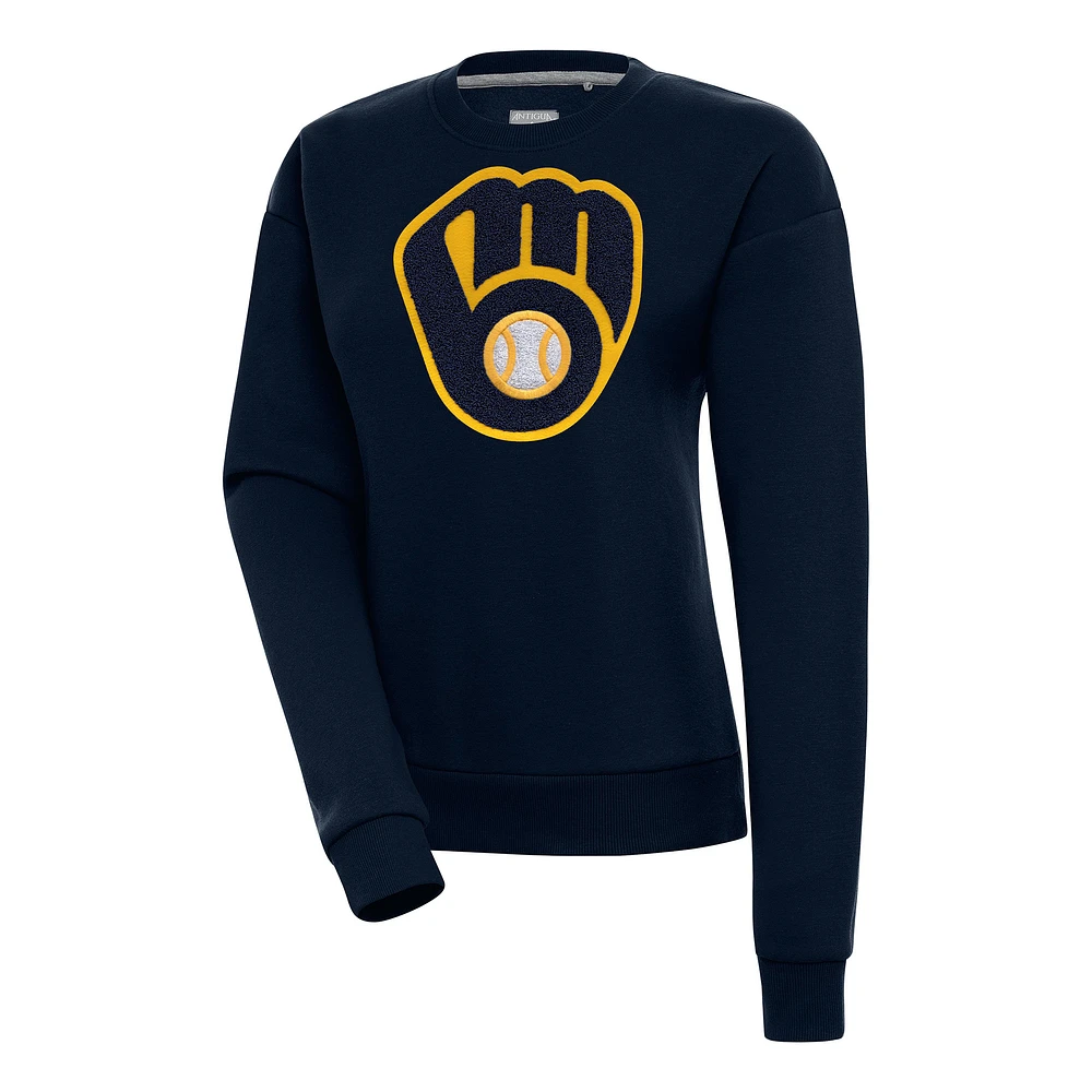 Women's Antigua Navy Milwaukee Brewers Victory Chenille Pullover Sweatshirt