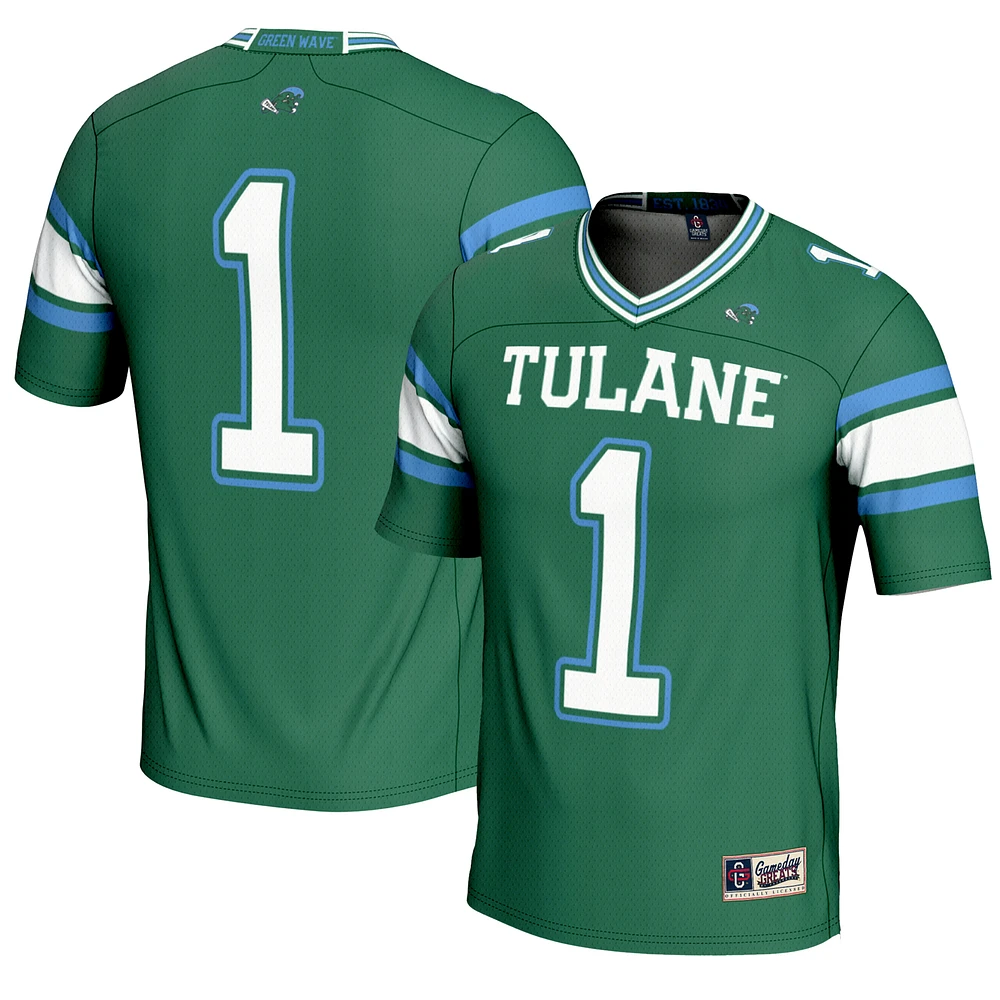 Youth GameDay Greats #1 Green Tulane Wave Football Jersey