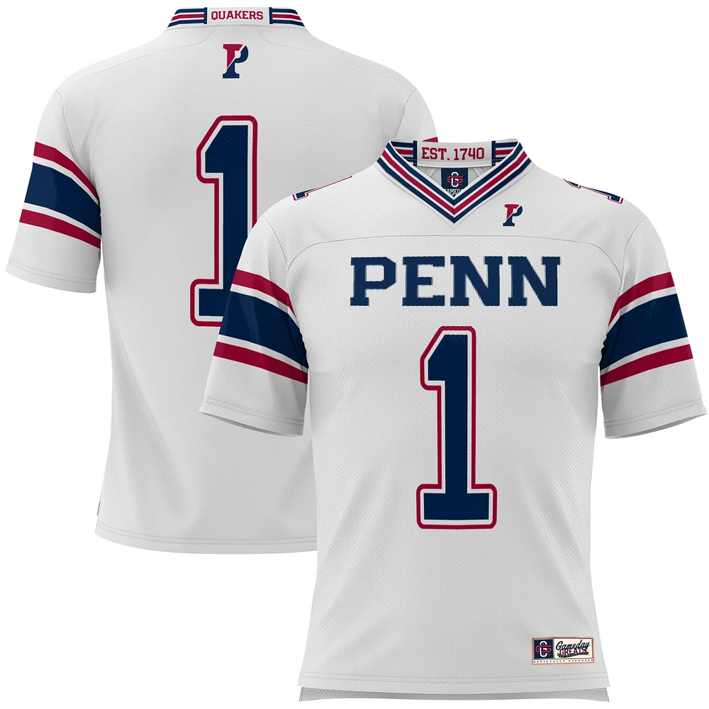 Youth GameDay Greats #1 White Pennsylvania Quakers Football Jersey