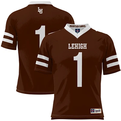 Men's GameDay Greats #1 Brown Lehigh Mountain Hawks Football Jersey