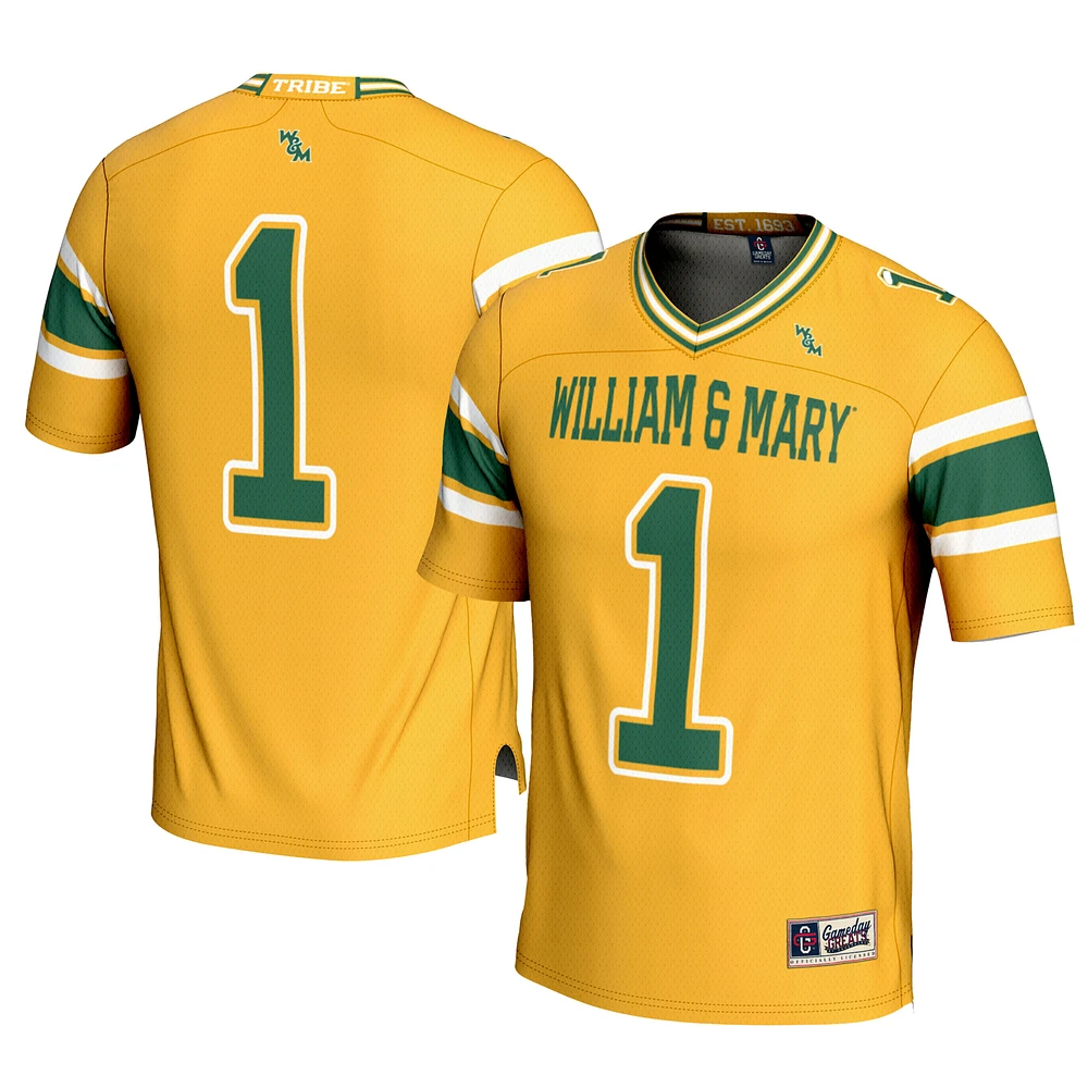 Men's GameDay Greats #1 Gold William & Mary Tribe Football Jersey