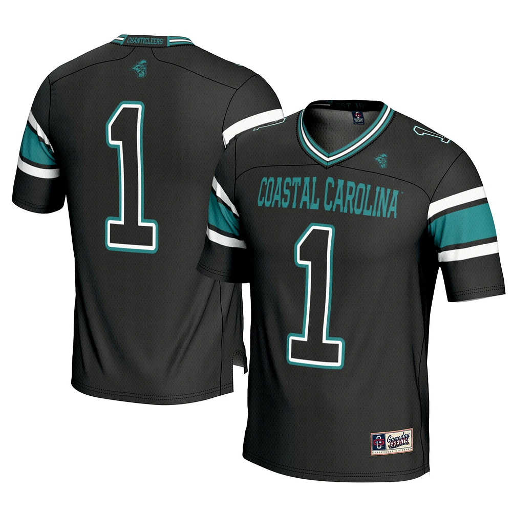 Men's GameDay Greats #1 Black Coastal Carolina Chanticleers Football Jersey