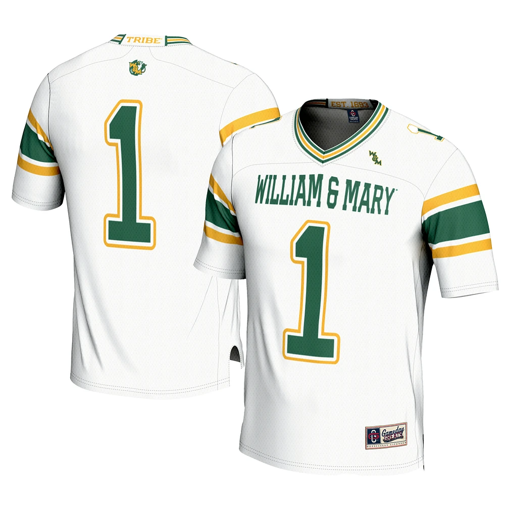 Men's GameDay Greats #1 White William & Mary Tribe Football Jersey