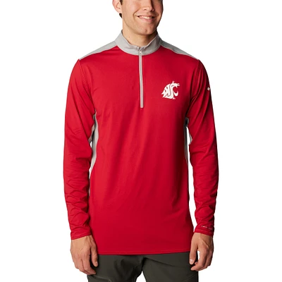 Men's Columbia Crimson Washington State Cougars Tech Trail™ Omni-Shade Quarter-Zip Top