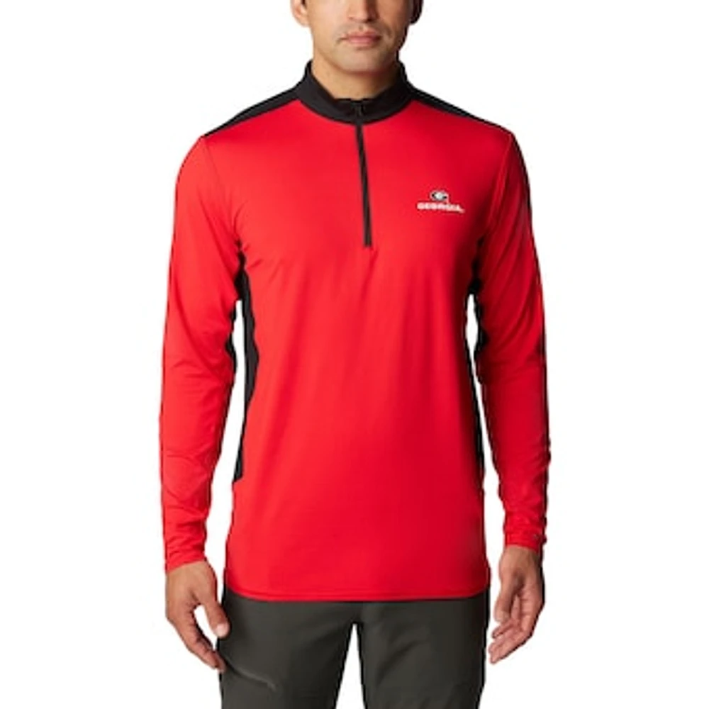 Men's Columbia Red Georgia Bulldogs Tech Trail™ Omni-Shade Quarter-Zip Top