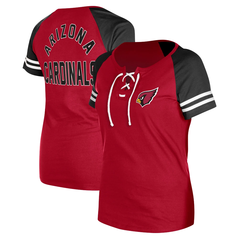 Women's New Era Cardinal Arizona Cardinals Lace-Up Raglan T-Shirt