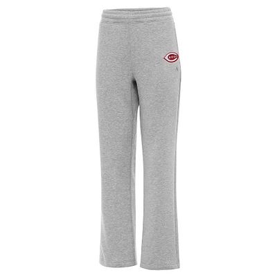 Women's Antigua Heather Gray Cincinnati Reds Victory Sweatpants