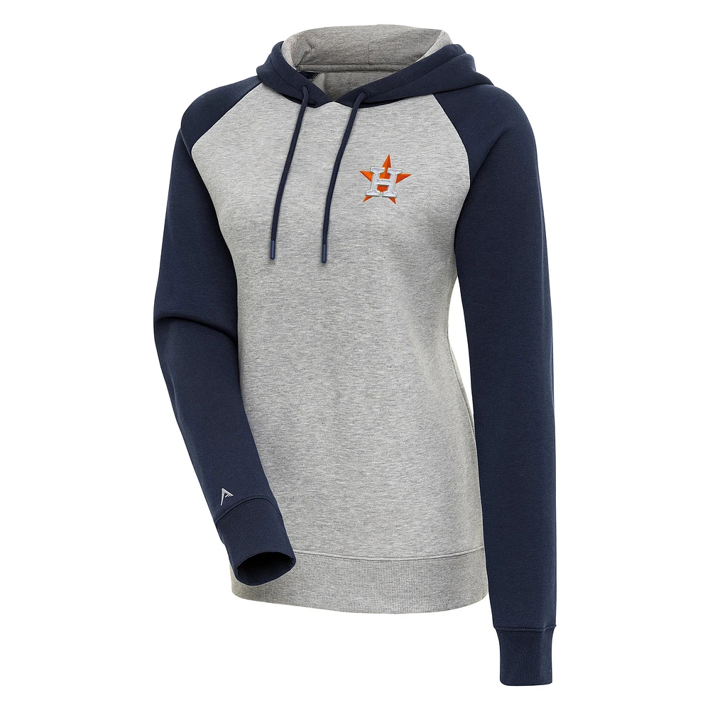 Women's Antigua Heather Gray/Navy Houston Astros Victory Raglan Sleeve Pullover Hoodie