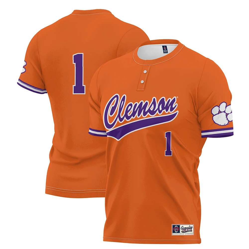 Unisex GameDay Greats #1 Orange Clemson Tigers Lightweight Softball Jersey