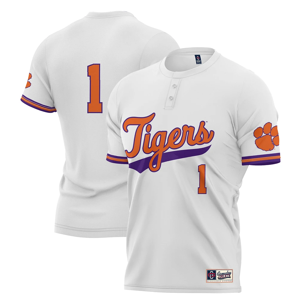 Unisex GameDay Greats #1 White Clemson Tigers Lightweight Softball Jersey