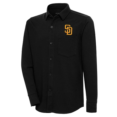 Men's Antigua Black San Diego Padres Steamer Button-Up Shacket