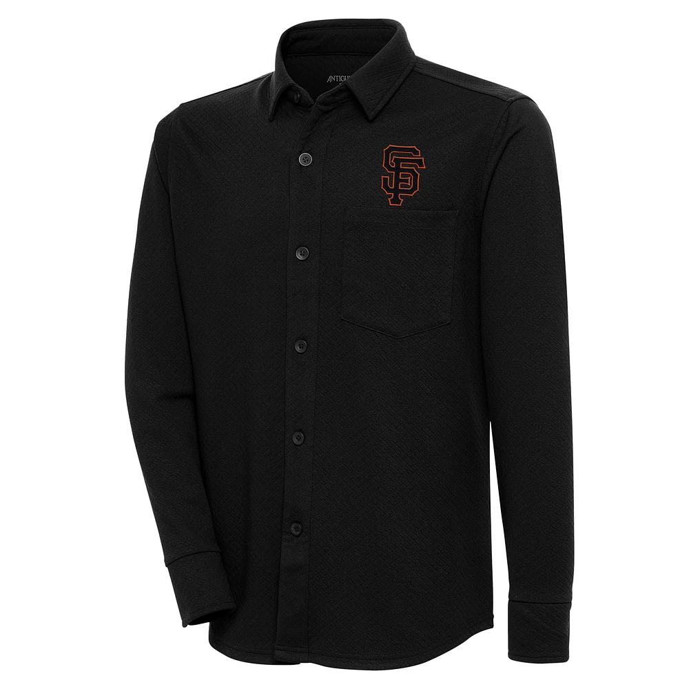 Men's Antigua Black San Francisco Giants Steamer Button-Up Shacket