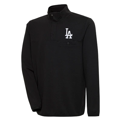 Men's Antigua Black Los Angeles Dodgers Steamer Quarter-Snap Pullover Jacket