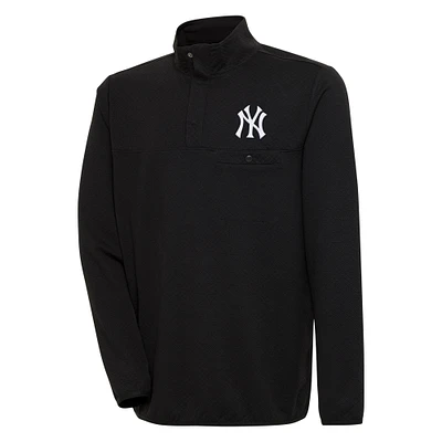 Men's Antigua Black New York Yankees Steamer Quarter-Snap Pullover Jacket