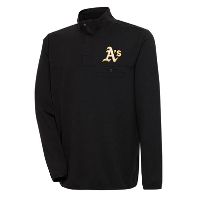 Men's Antigua Black Athletics Steamer Quarter-Snap Pullover Jacket