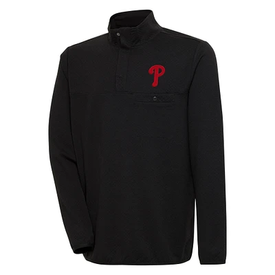 Men's Antigua Black Philadelphia Phillies Steamer Quarter-Snap Pullover Jacket