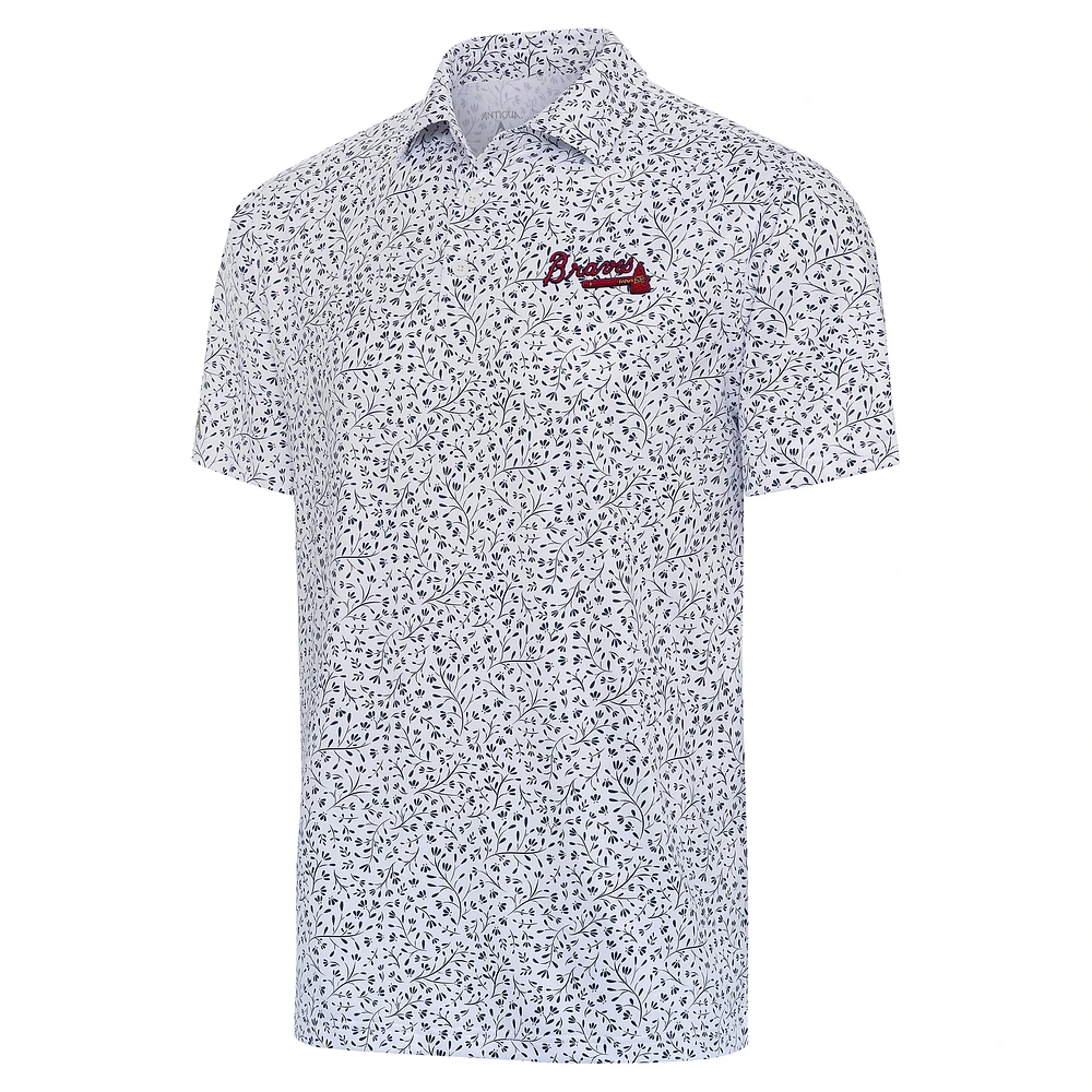 Men's Antigua White/Navy Atlanta Braves Motion Polo