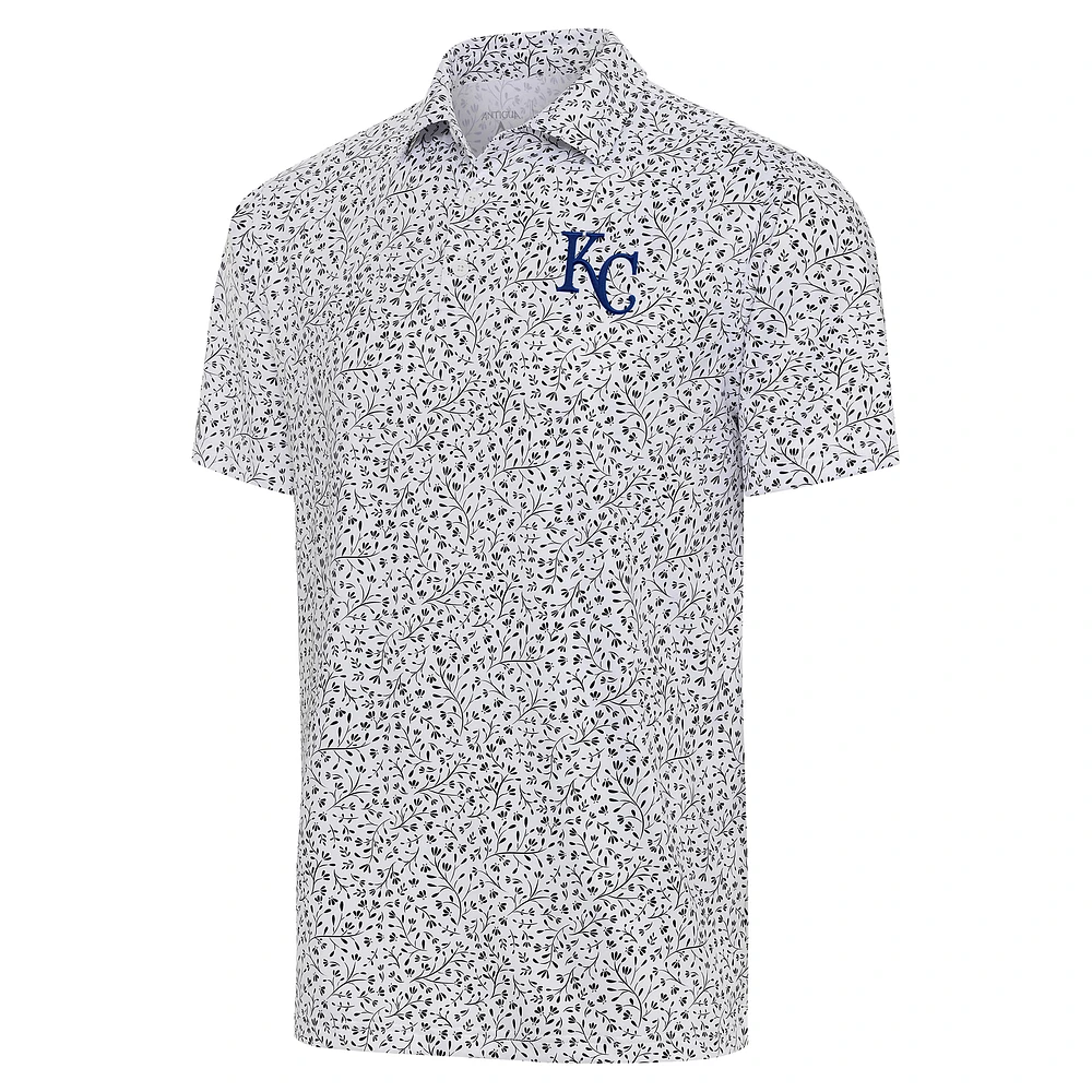 Men's Antigua White/Black Kansas City Royals Motion Polo