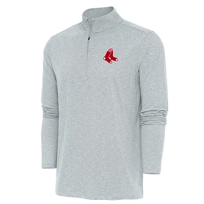 Men's Antigua Heather Boston Red Sox Hunk Quarter-Zip Pullover Top