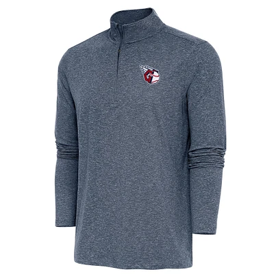 Men's Antigua Heather Navy Cleveland Guardians Hunk Quarter-Zip Pullover Top