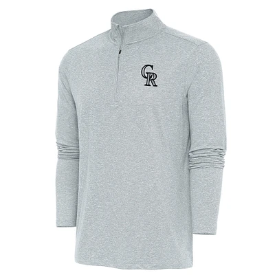 Men's Antigua Heather Colorado Rockies Hunk Quarter-Zip Pullover Top