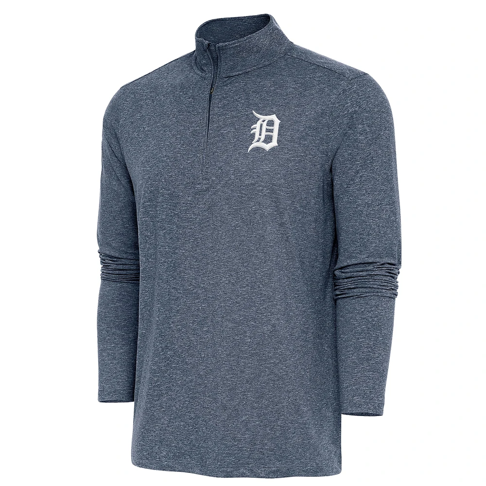 Men's Antigua Heather Navy Detroit Tigers Hunk Quarter-Zip Pullover Top