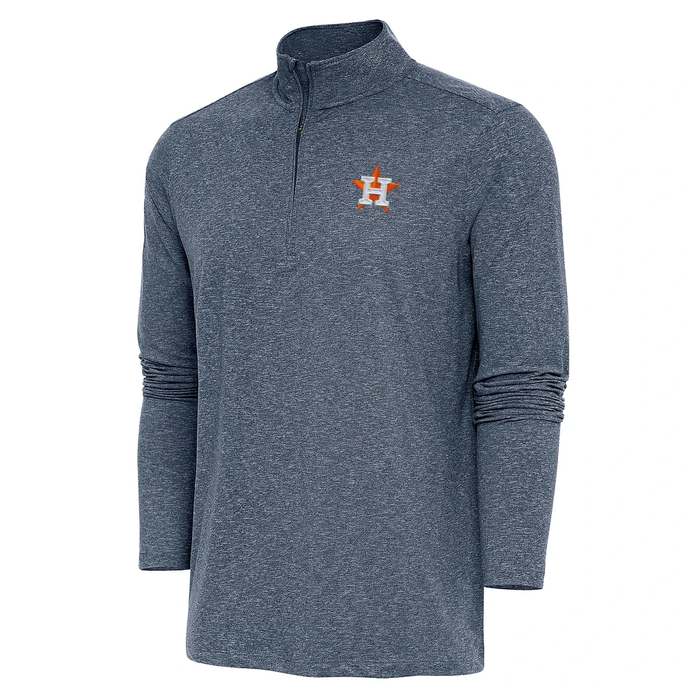 Men's Antigua Heather Navy Houston Astros Hunk Quarter-Zip Pullover Top