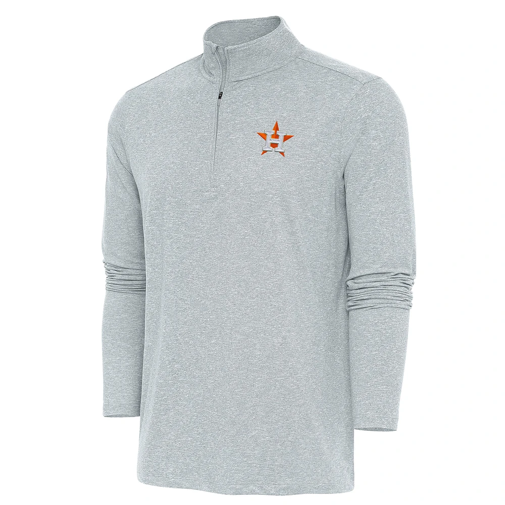Men's Antigua Heather Houston Astros Hunk Quarter-Zip Pullover Top