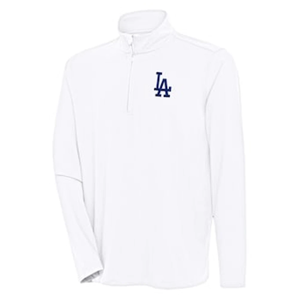 Men's Antigua White Los Angeles Dodgers Hunk Quarter-Zip Pullover Top