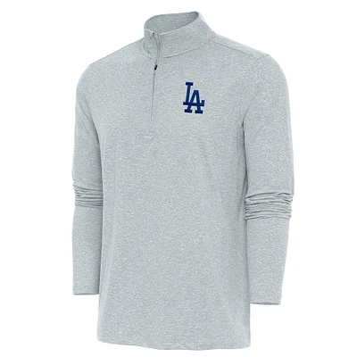 Men's Antigua Heather Los Angeles Dodgers Hunk Quarter-Zip Pullover Top