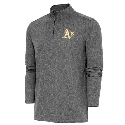 Men's Antigua Heather Black Athletics Hunk Quarter-Zip Pullover Top