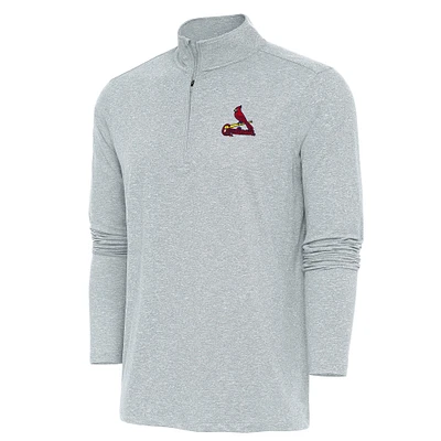 Men's Antigua Heather St. Louis Cardinals Hunk Quarter-Zip Pullover Top