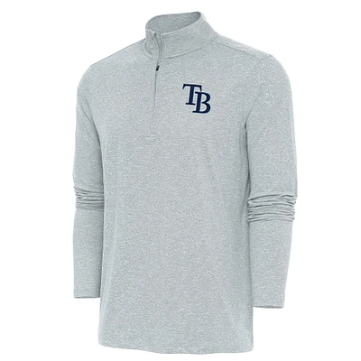 Men's Antigua Heather Tampa Bay Rays Hunk Quarter-Zip Pullover Top
