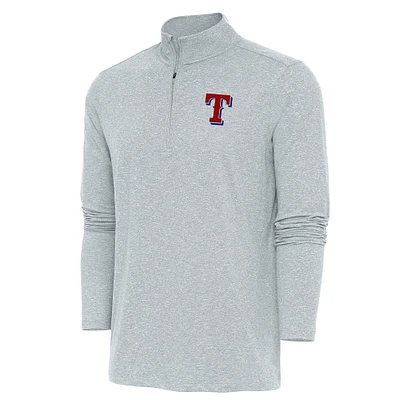 Men's Antigua Heather Texas Rangers Hunk Quarter-Zip Pullover Top