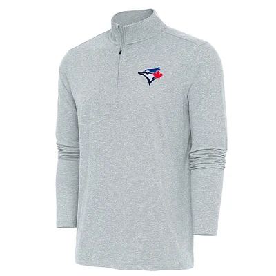 Men's Antigua Heather Toronto Blue Jays Hunk Quarter-Zip Pullover Top