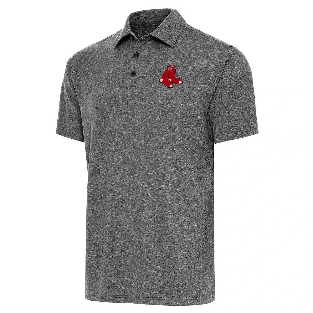 Men's Antigua Heather Black Boston Red Sox Par Polo