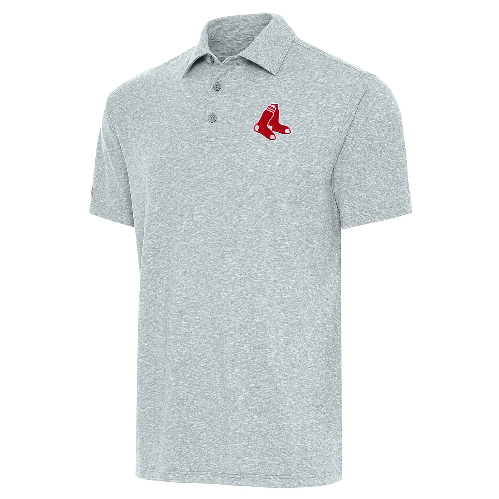 Men's Antigua Heather Gray Boston Red Sox Par Polo