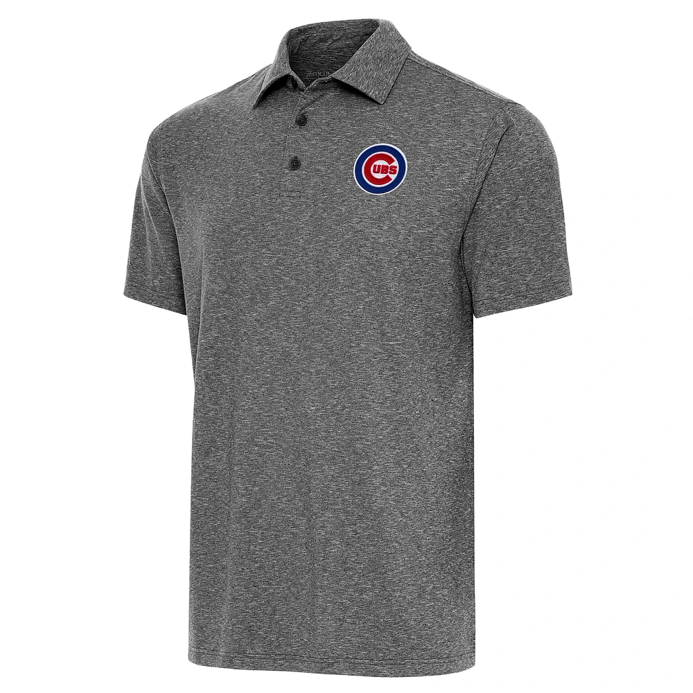 Men's Antigua Heather Black Chicago Cubs Par Polo