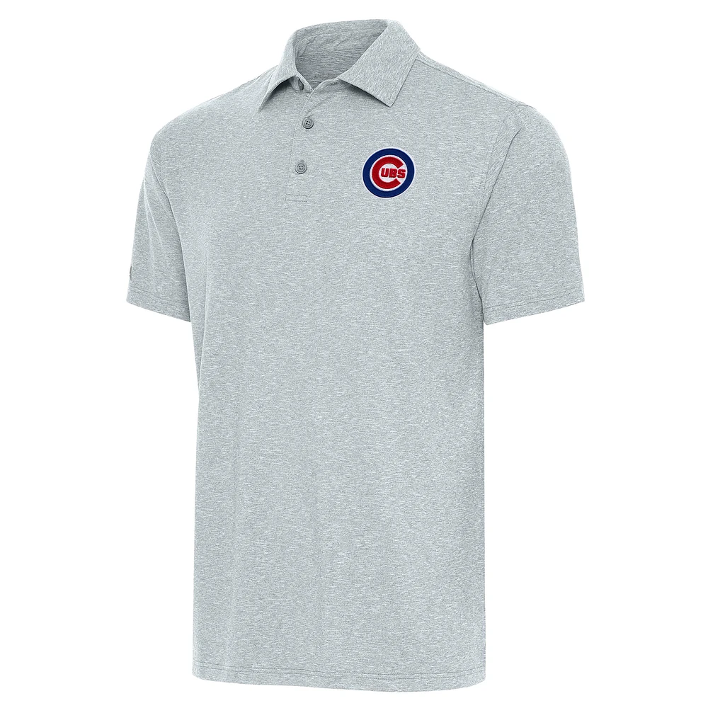 Men's Antigua Heather Gray Chicago Cubs Par Polo