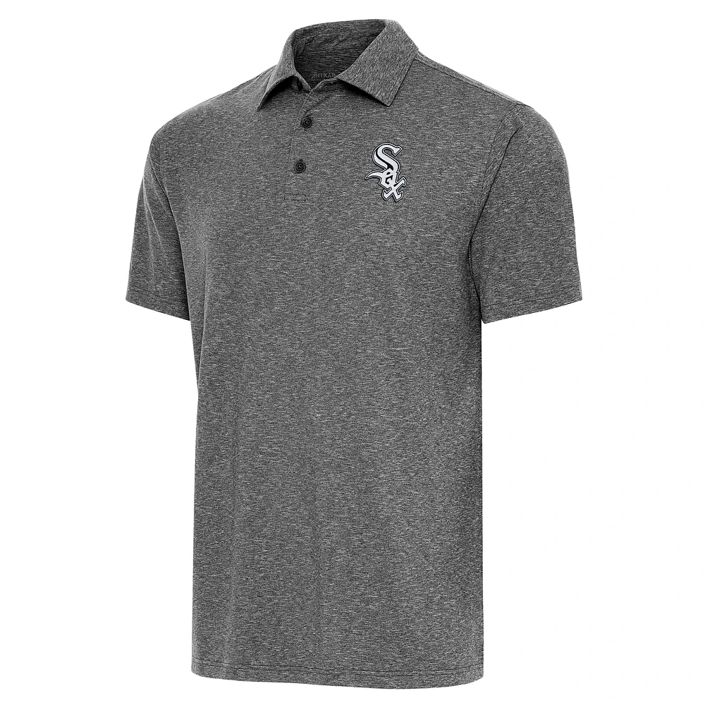 Men's Antigua Heather Black Chicago White Sox Par Polo