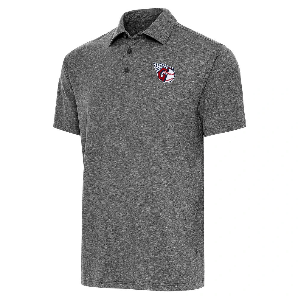 Men's Antigua Heather Black Cleveland Guardians Par Polo