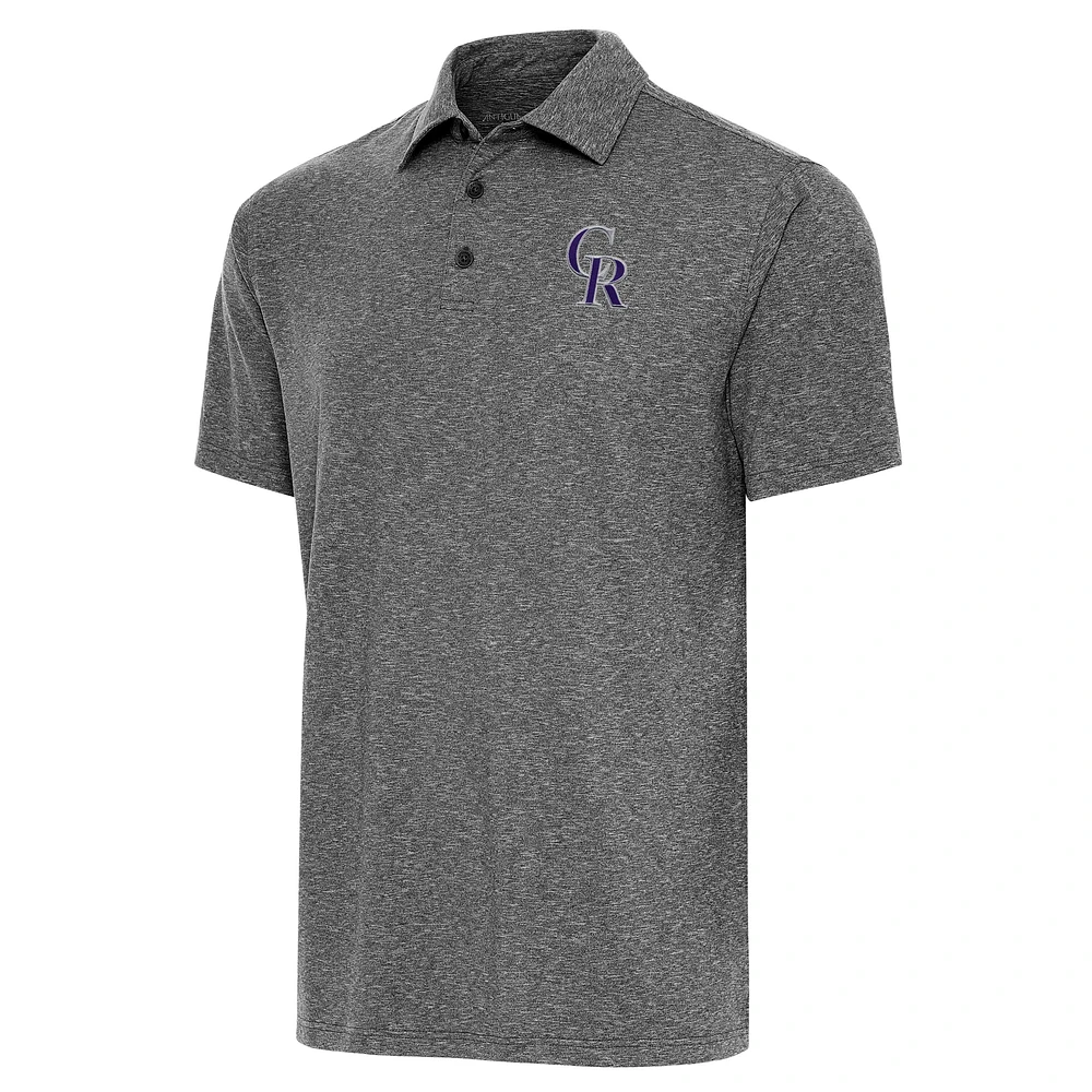 Men's Antigua Heather Black Colorado Rockies Par Polo