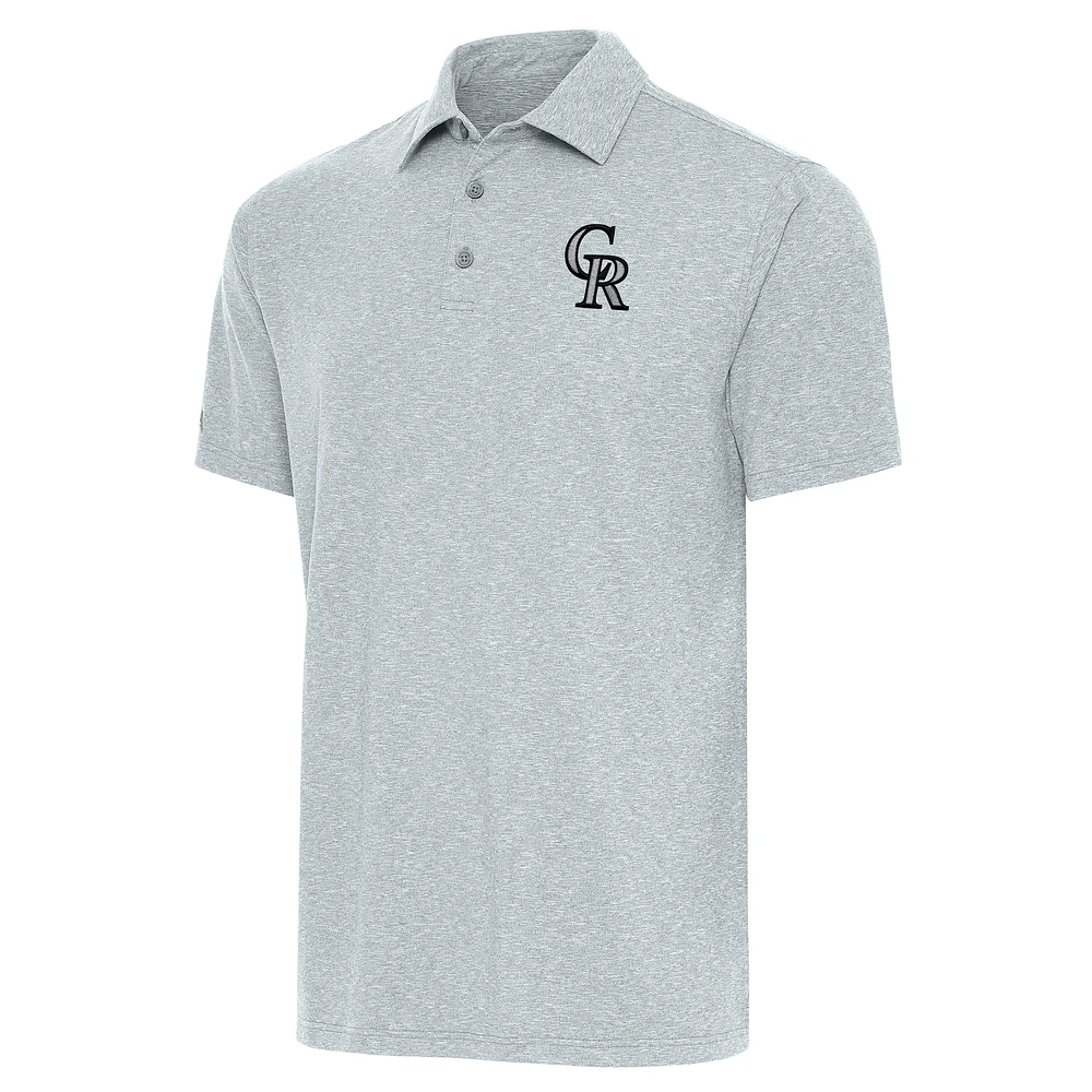Men's Antigua Heather Gray Colorado Rockies Par Polo