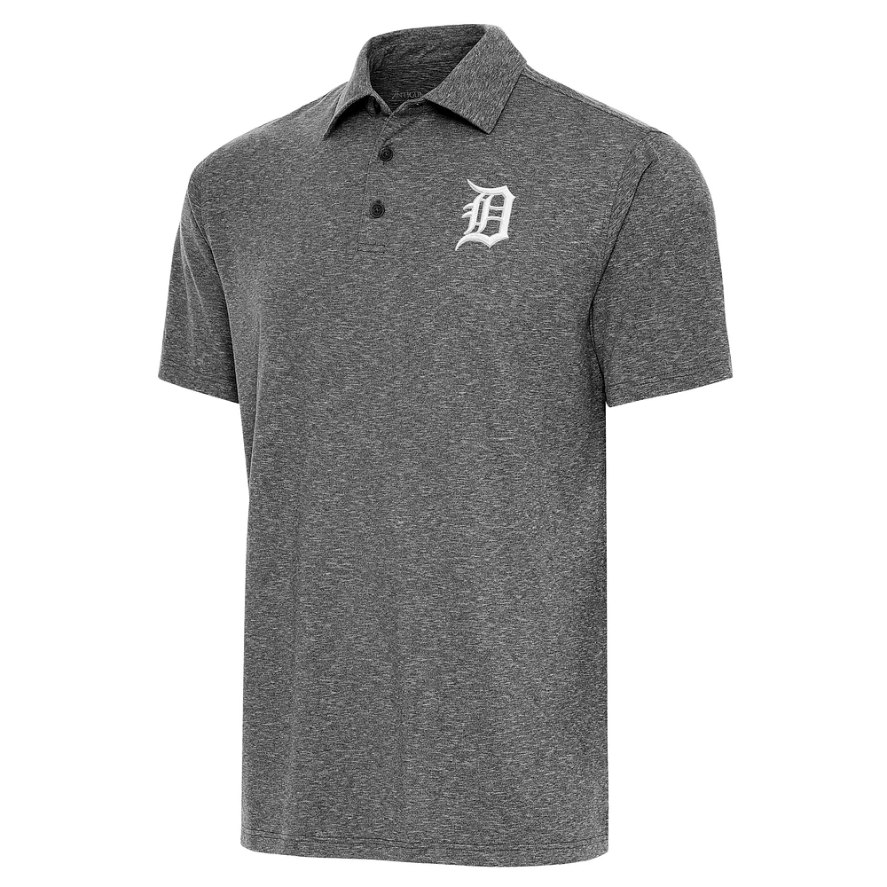 Men's Antigua Heather Black Detroit Tigers Par Polo