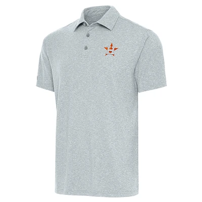 Men's Antigua Heather Gray Houston Astros Par Polo